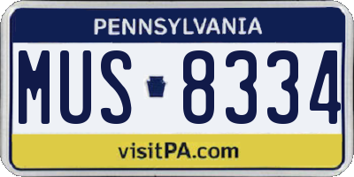 PA license plate MUS8334