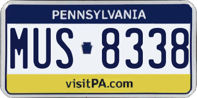 PA license plate MUS8338