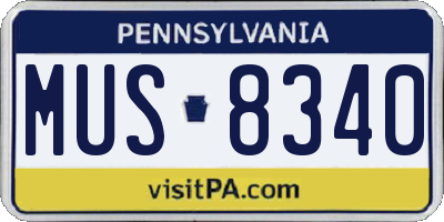 PA license plate MUS8340