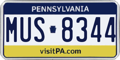 PA license plate MUS8344