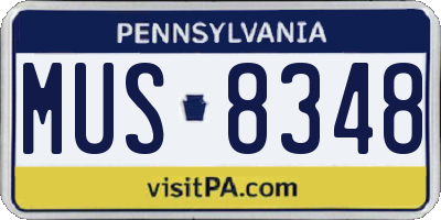 PA license plate MUS8348
