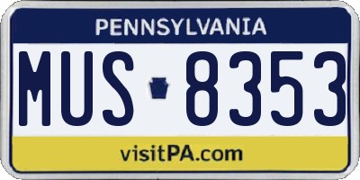 PA license plate MUS8353
