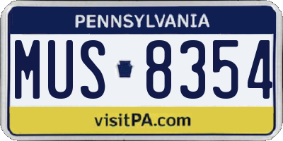 PA license plate MUS8354