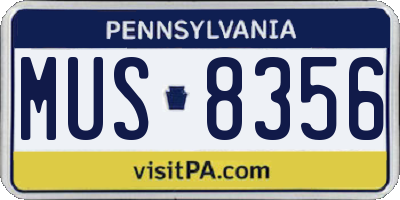 PA license plate MUS8356