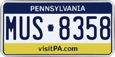 PA license plate MUS8358