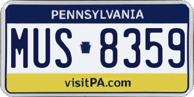 PA license plate MUS8359