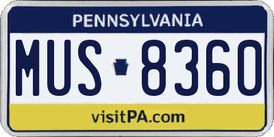 PA license plate MUS8360