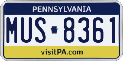 PA license plate MUS8361
