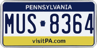 PA license plate MUS8364