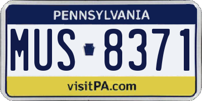 PA license plate MUS8371