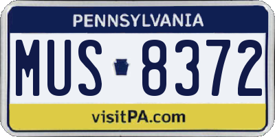 PA license plate MUS8372
