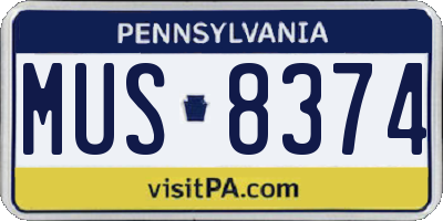 PA license plate MUS8374