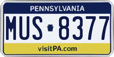 PA license plate MUS8377