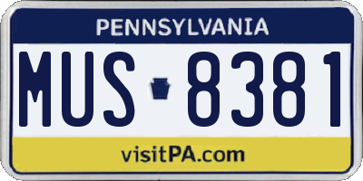 PA license plate MUS8381
