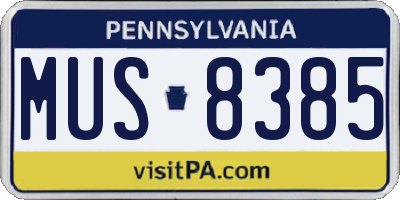 PA license plate MUS8385