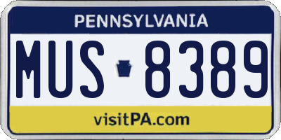 PA license plate MUS8389