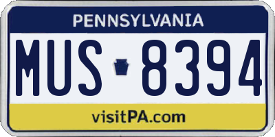PA license plate MUS8394