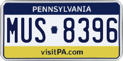 PA license plate MUS8396
