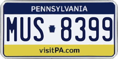 PA license plate MUS8399