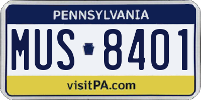 PA license plate MUS8401