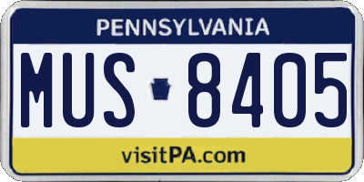 PA license plate MUS8405