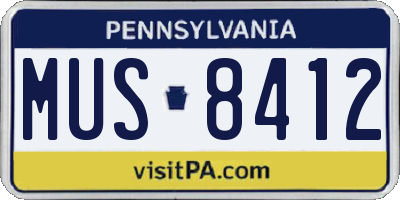 PA license plate MUS8412