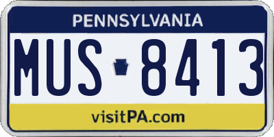 PA license plate MUS8413