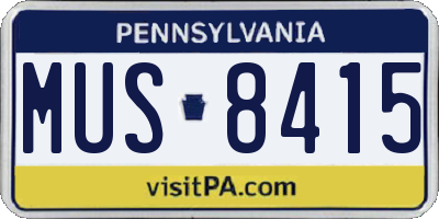 PA license plate MUS8415