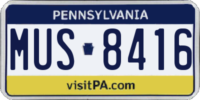 PA license plate MUS8416