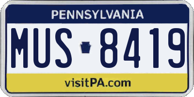 PA license plate MUS8419