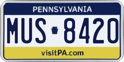 PA license plate MUS8420