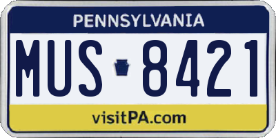PA license plate MUS8421