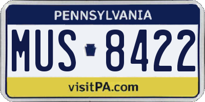 PA license plate MUS8422