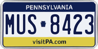 PA license plate MUS8423
