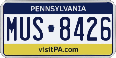 PA license plate MUS8426