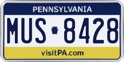 PA license plate MUS8428
