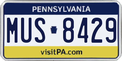 PA license plate MUS8429