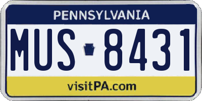 PA license plate MUS8431