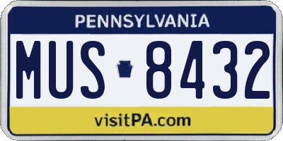 PA license plate MUS8432