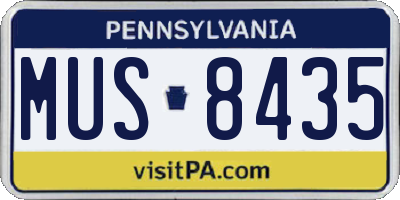 PA license plate MUS8435