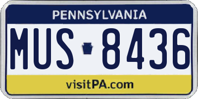 PA license plate MUS8436