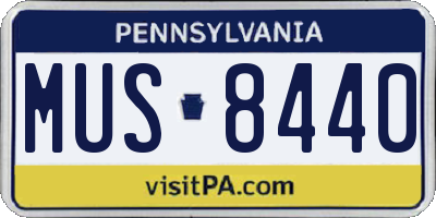 PA license plate MUS8440