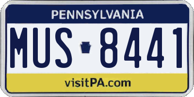 PA license plate MUS8441