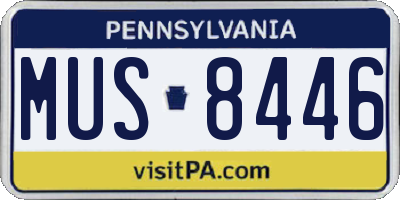PA license plate MUS8446