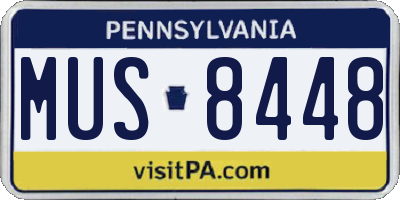 PA license plate MUS8448