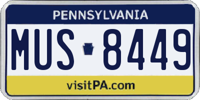 PA license plate MUS8449
