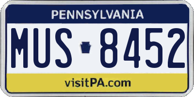 PA license plate MUS8452