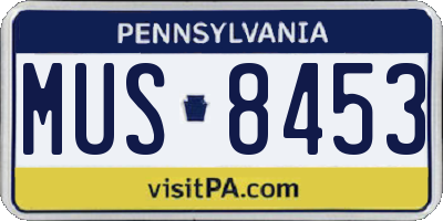 PA license plate MUS8453