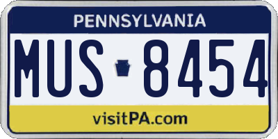 PA license plate MUS8454