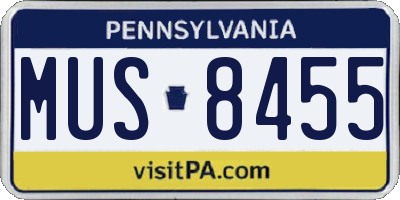 PA license plate MUS8455